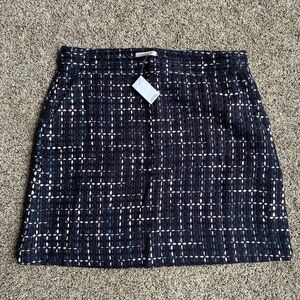 Elegant Black & Blue Tweed Skirt